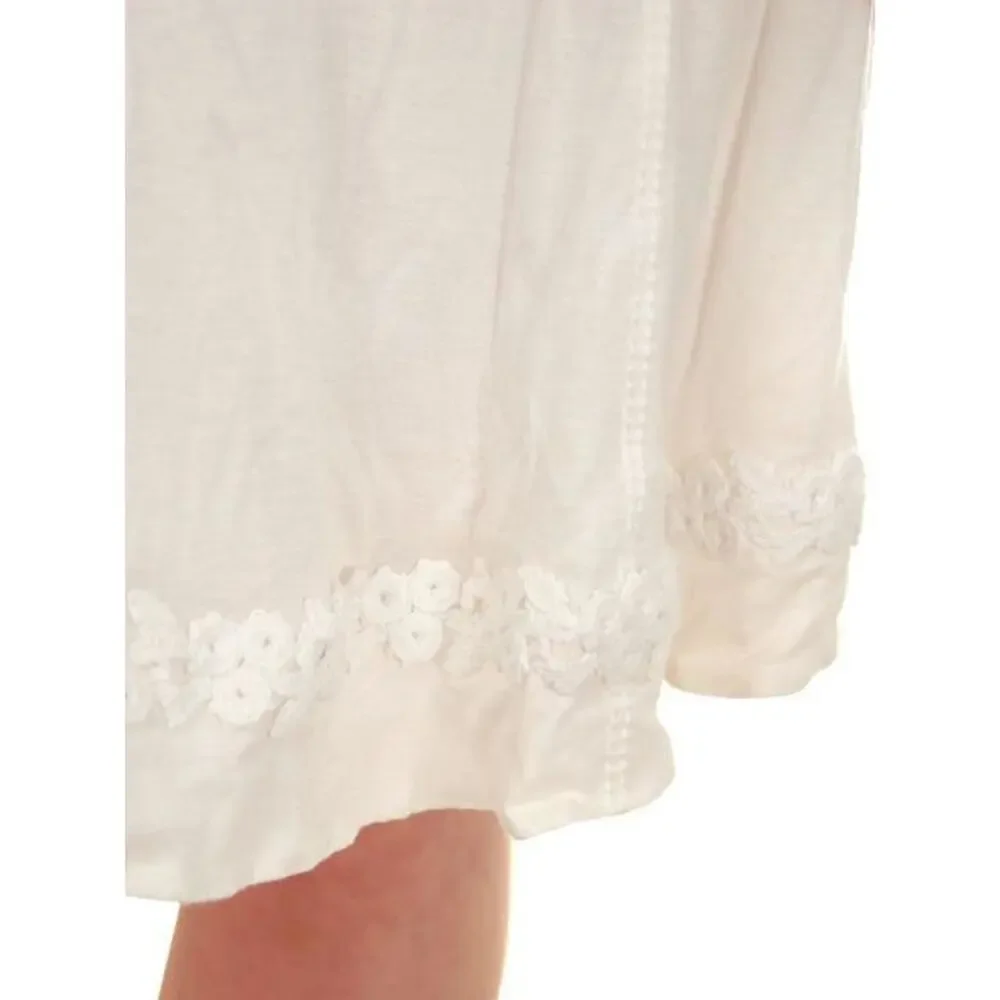 Louis Vuitton Paris White Cotton Embellished Skirt 36 France Silk Lined Rosettes